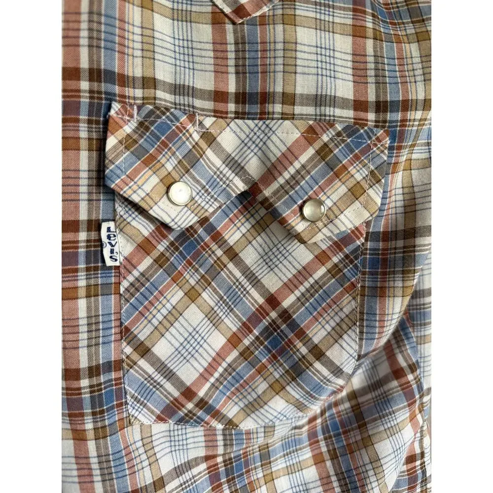 Levi’s Plaid Western Shirt M Tapered Fit Vintage Inspired Casual - Picture 5 of 5